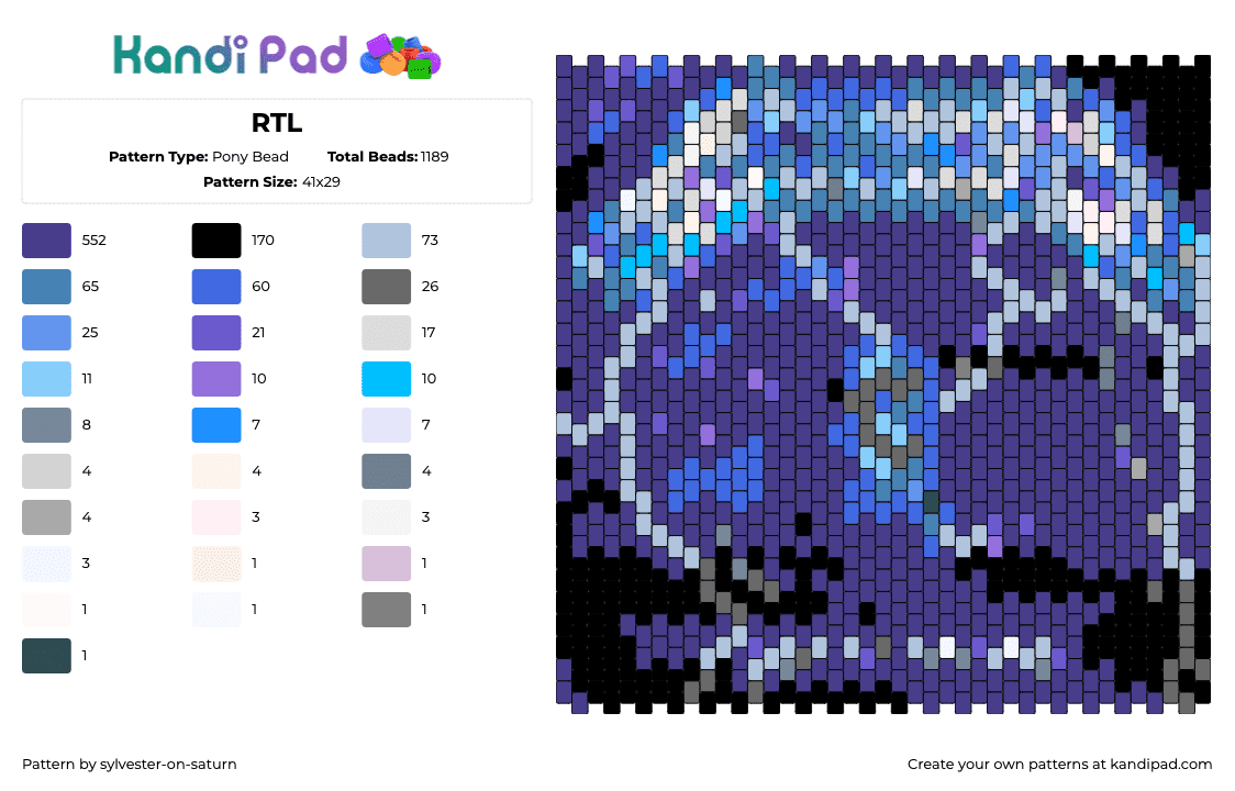 RTL - Pony Bead Pattern by sylvester-on-saturn on Kandi Pad - rtl,lightning,fortnite,panel,blue,purple