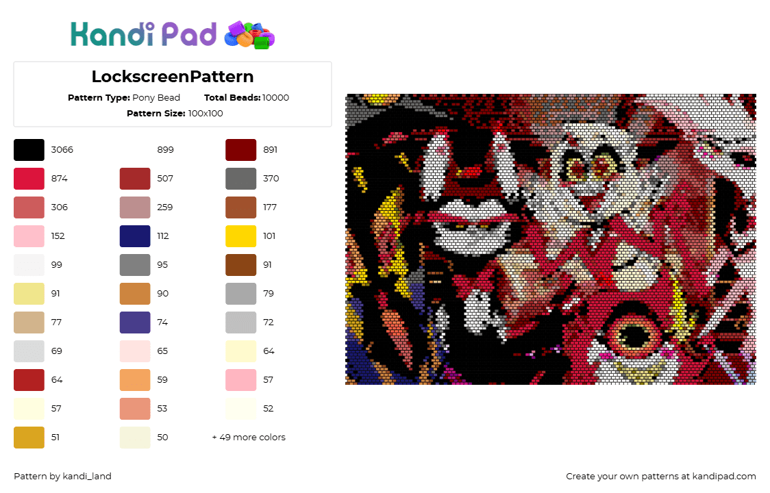 LockscreenPattern - Pony Bead Pattern by kandi_land on Kandi Pad - hazbin hotel,scene,panel,characters,tv show,animation,red,white,black