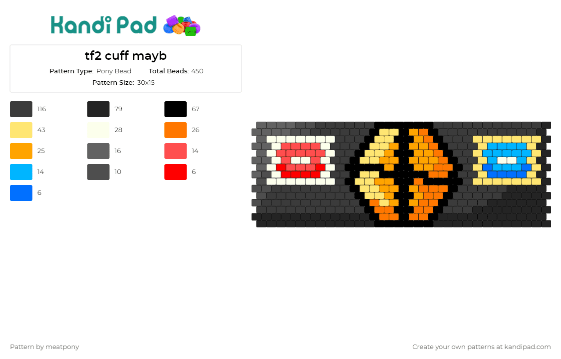 tf2 cuff mayb - Pony Bead Pattern by meatpony on Kandi Pad - team fortress 2,tf2,video games,cuff