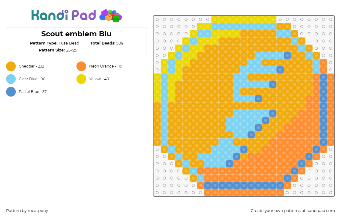 Scout emblem Blu - Fuse Bead Pattern by meatpony on Kandi Pad - scout,team fortress 2,tf2,emblem,symbol,video game,orange,light blue