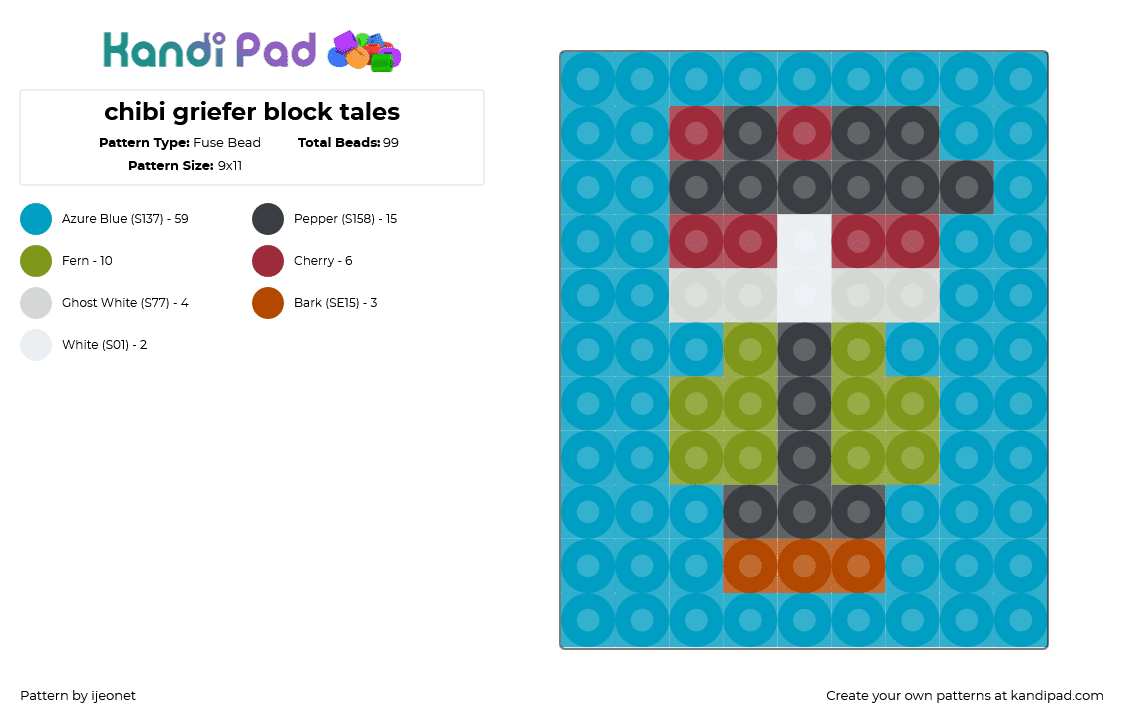 chibi griefer block tales roblox - Fuse Bead Pattern by ijeonet on Kandi Pad - griefer,block tales,roblox,chibi,character,panel,teal,green,black