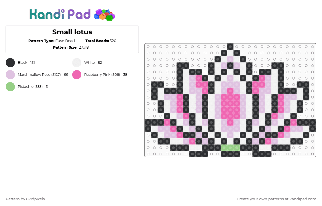 Small lotus - Fuse Bead Pattern by 8kidpixels on Kandi Pad - pink