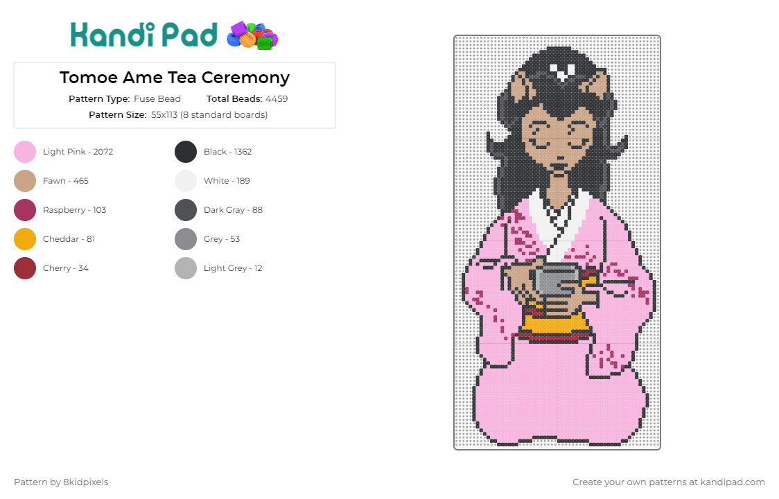 Tomoe Ame Tea Ceremony - Fuse Bead Pattern by 8kidpixels on Kandi Pad - tomoe ame,tea,japanese,usagi yojimbo,anime