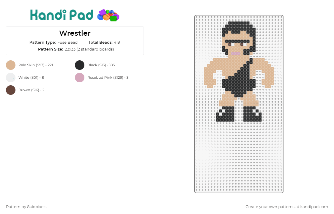 Wrestler - Fuse Bead Pattern by 8kidpixels on Kandi Pad - wrestling,andre the giant