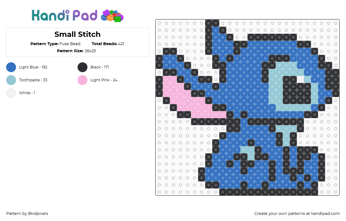 Small Stitch - Fuse Bead Pattern by 8kidpixels on Kandi Pad - blue
