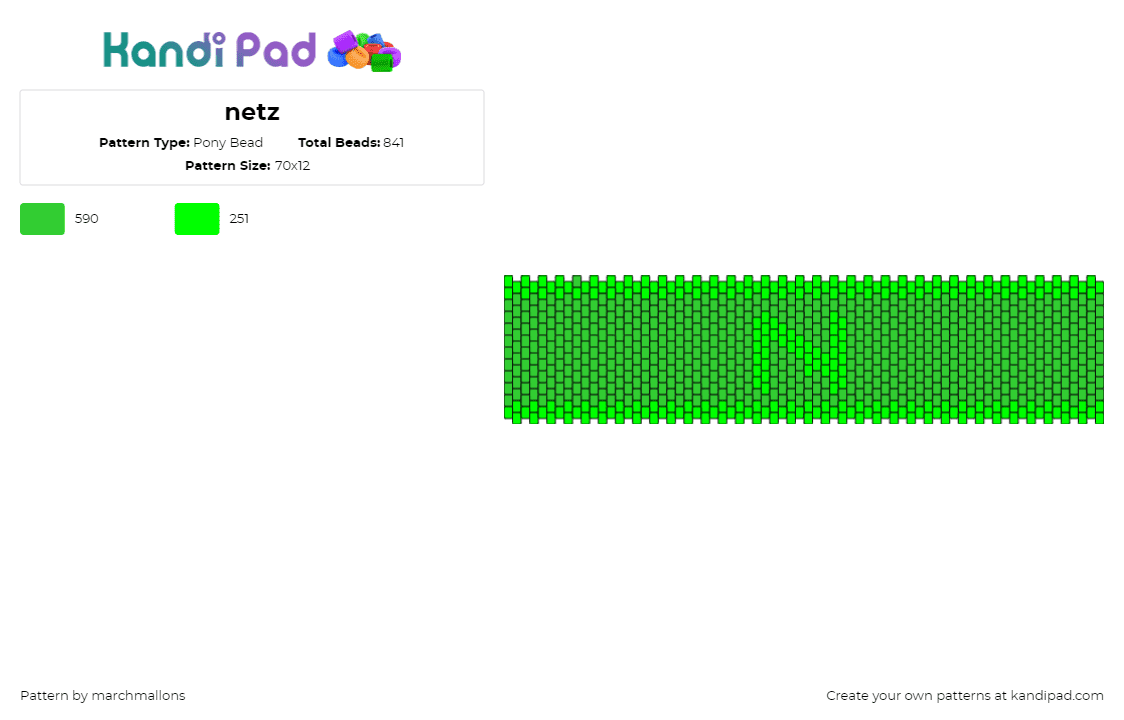 netz - Pony Bead Pattern by marchmallons on Kandi Pad - netz,logo,cuff,n,text,letter,neon,green