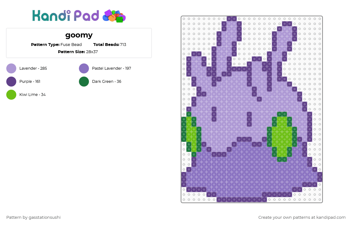 goomy - Fuse Bead Pattern by meloncraftx on Kandi Pad - pink,blue