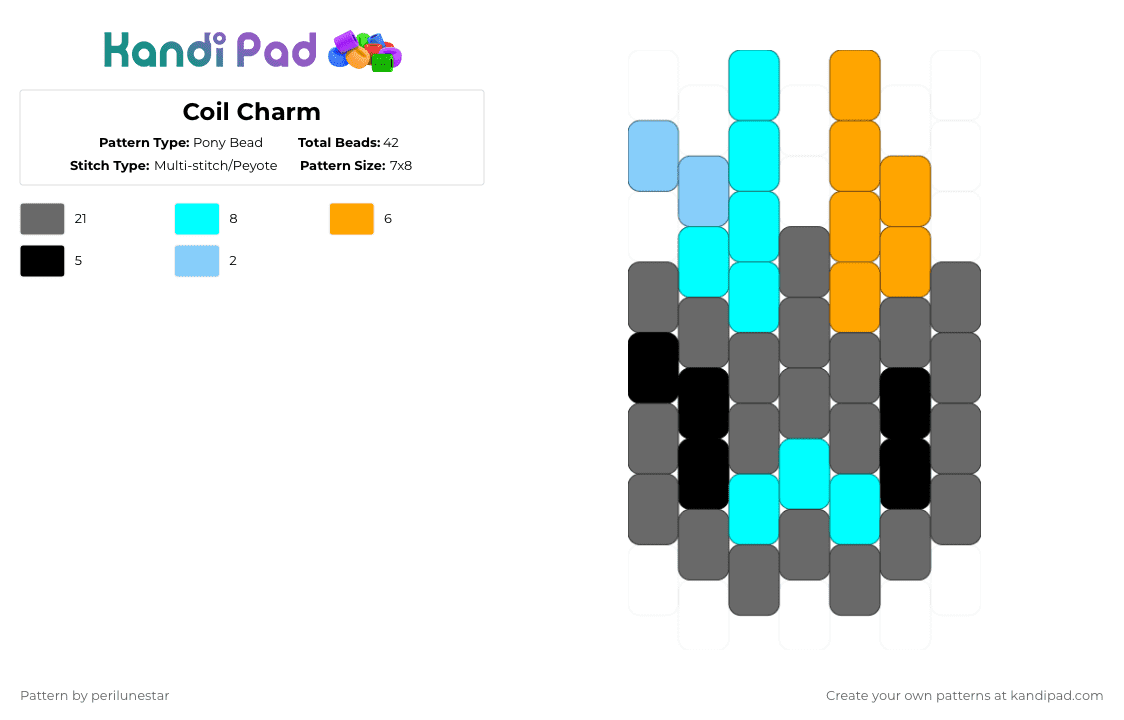 Coil Charm (PHIGHTING!) - Pony Bead Pattern by perilunestar on Kandi Pad - gray,phighting,roblox,coil