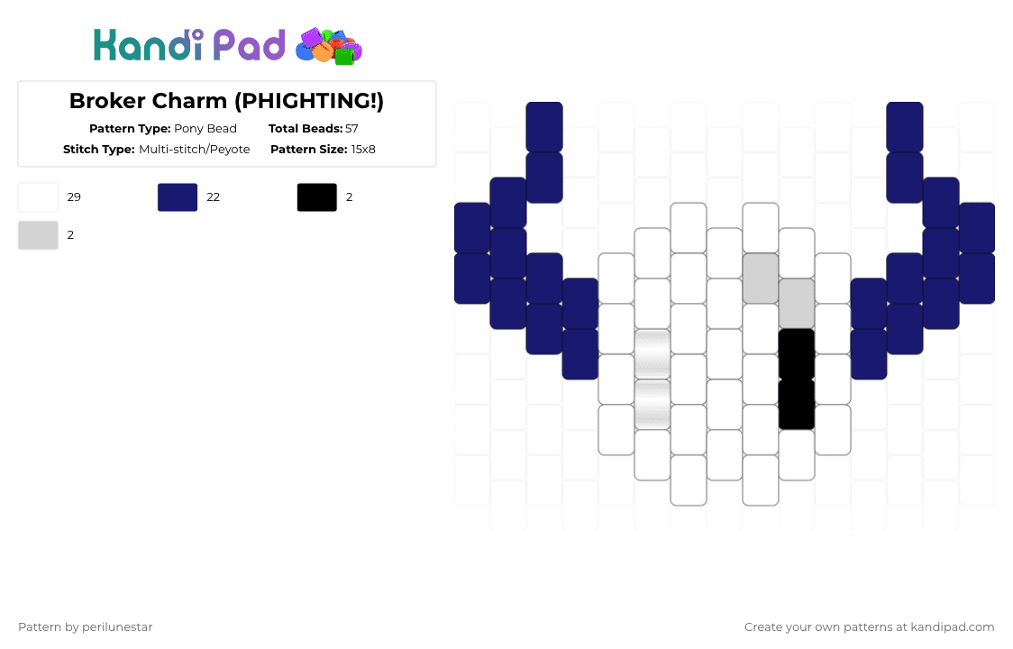 Broker Charm (PHIGHTING!) - Pony Bead Pattern by perilunestar on Kandi Pad - broker, phighting, purple, roblox, the broker, white
