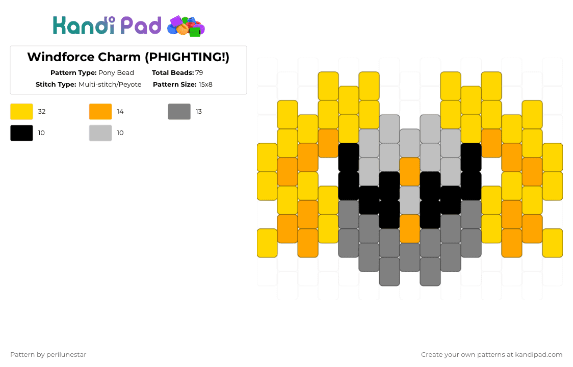 Windforce Charm (PHIGHTING!) - Pony Bead Pattern by perilunestar on Kandi Pad - phighting, roblox, windforce, yellow