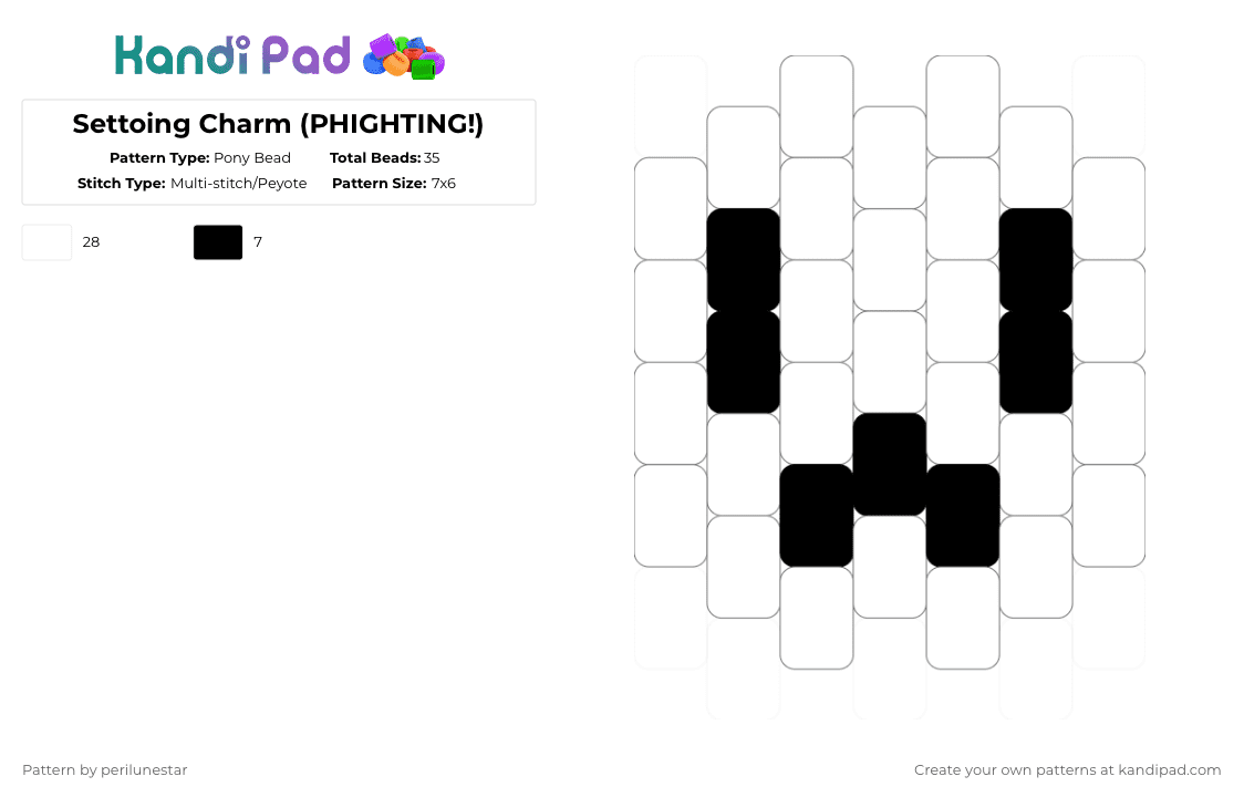 Settoing Charm (PHIGHTING!) - Pony Bead Pattern by perilunestar on Kandi Pad - phighting, roblox, settoing, white