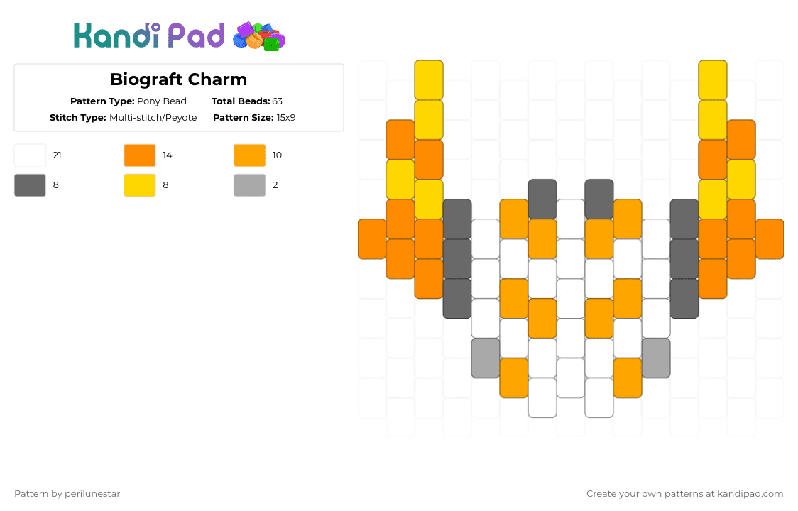 Biograft Charm (PHIGHTING!) - Pony Bead Pattern by perilunestar on Kandi Pad - orange,phighting,roblox,biograft