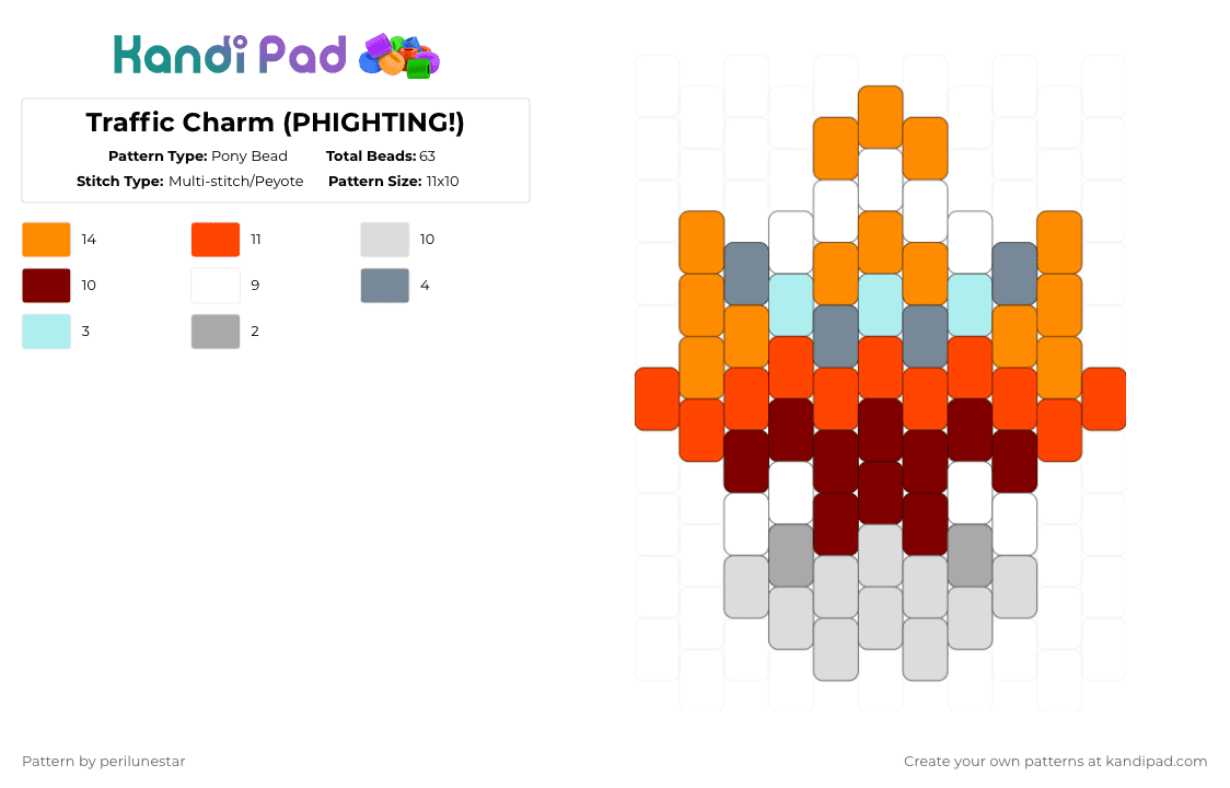 Traffic Charm (PHIGHTING!) - Pony Bead Pattern by perilunestar on Kandi Pad - brown, orange, phighting, red, roblox, traffic