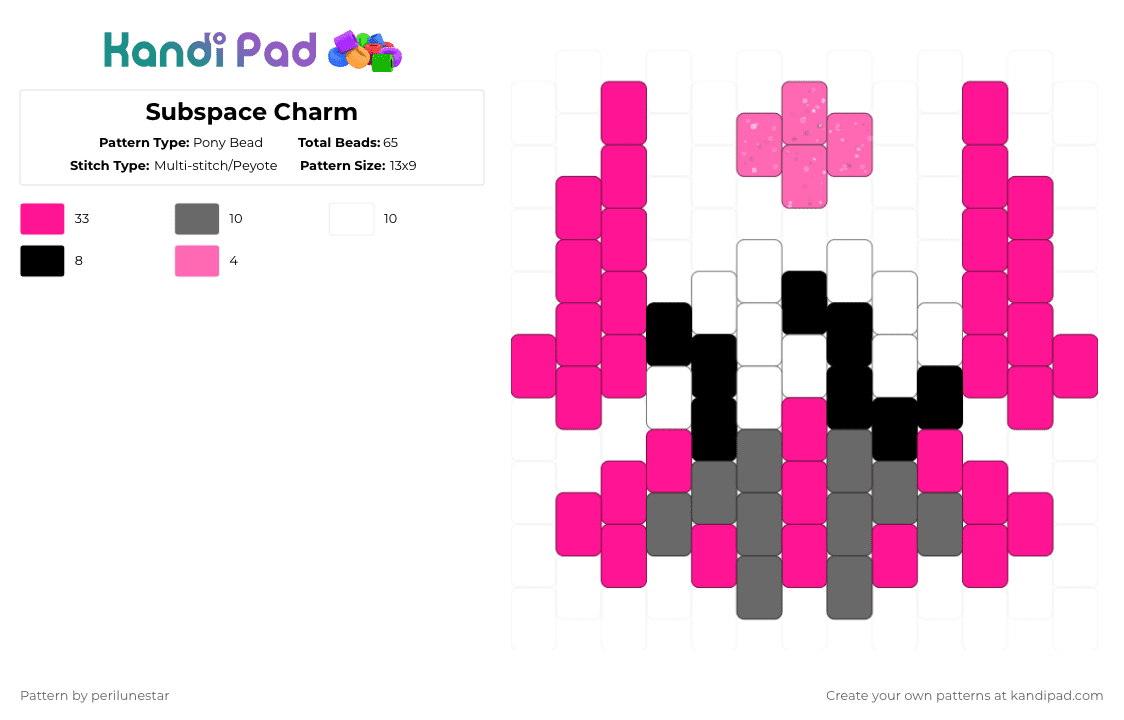 Subspace Charm (PHIGHTING!) - Pony Bead Pattern by perilunestar on Kandi Pad - pink,phighting,roblox,subspace