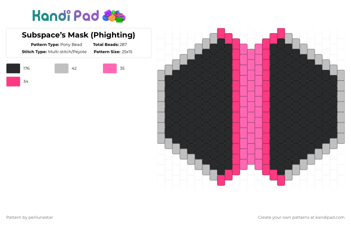 Subspace’s Mask (Phighting) - Pony Bead Pattern by perilunestar on Kandi Pad - beige,pink,mask,phighting,subspace