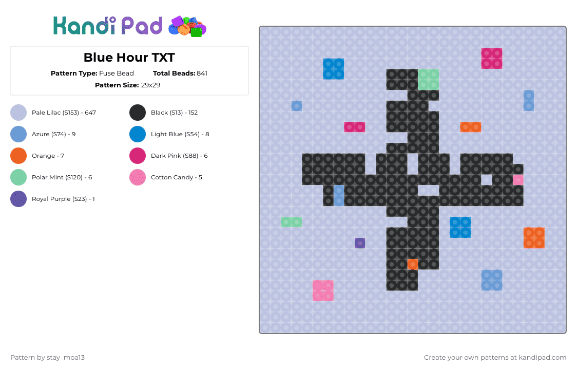 Blue Hour TXT - Fuse Bead Pattern by dorian_stay13 on Kandi Pad - pink,txt,tomorrow x together,kpop,album cover,blue hour,moa,kpop boy group,kpop stan