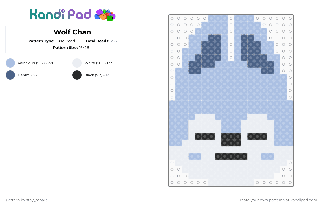 Wolf Chan - Fuse Bead Pattern by dorian_stay13 on Kandi Pad - light blue,wolfchan,skzoo,skz,stray kids,stay,bangchan,kpop,kpop stan