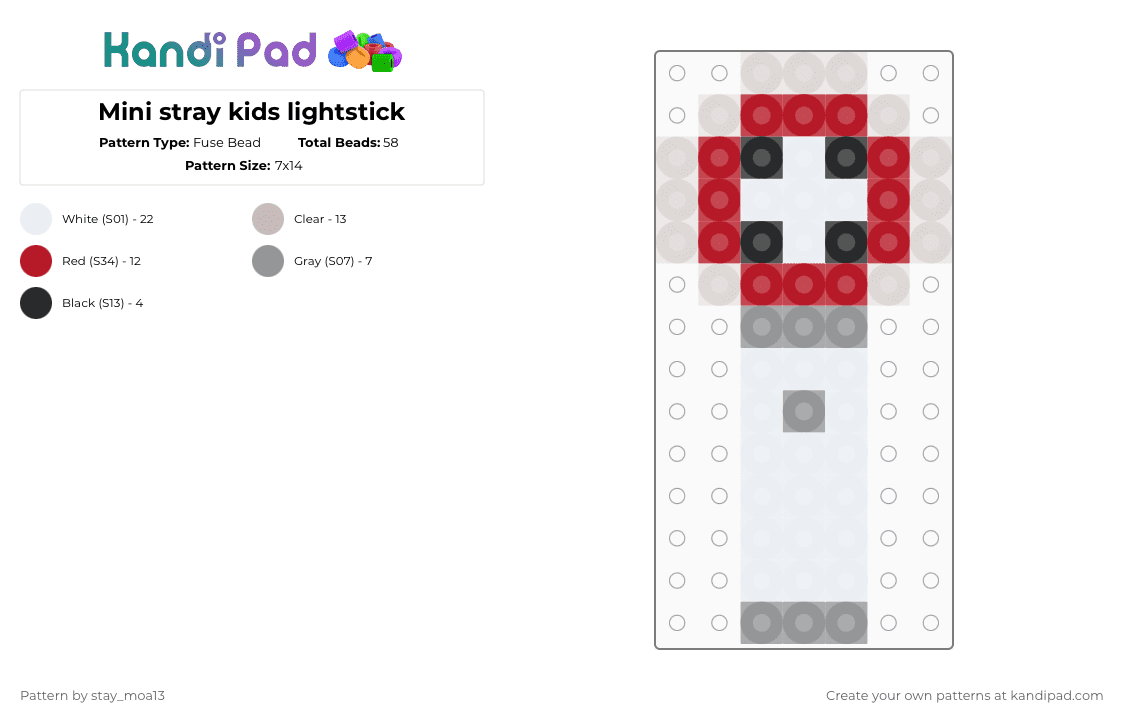 Mini stray kids lightstick - Fuse Bead Pattern by dorian_stay13 on Kandi Pad - red,beige,skz,kpop,stray kids,kpop lightstick,stay,skzoo