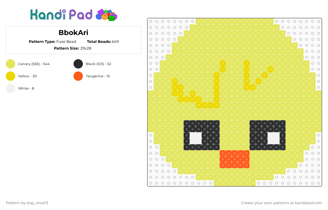 BbokAri - Fuse Bead Pattern by dorian_stay13 on Kandi Pad - yellow,skzoo,skz,bbokari,felix,stray kids,kpop,stay,kpop stan