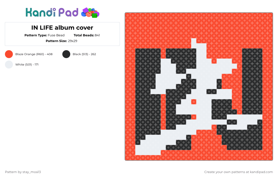 IN LIFE album cover - Fuse Bead Pattern by dorian_stay13 on Kandi Pad - red,white,stray kids,skz,kpop,in life,kpop album,stay,kpop stan,skz stan