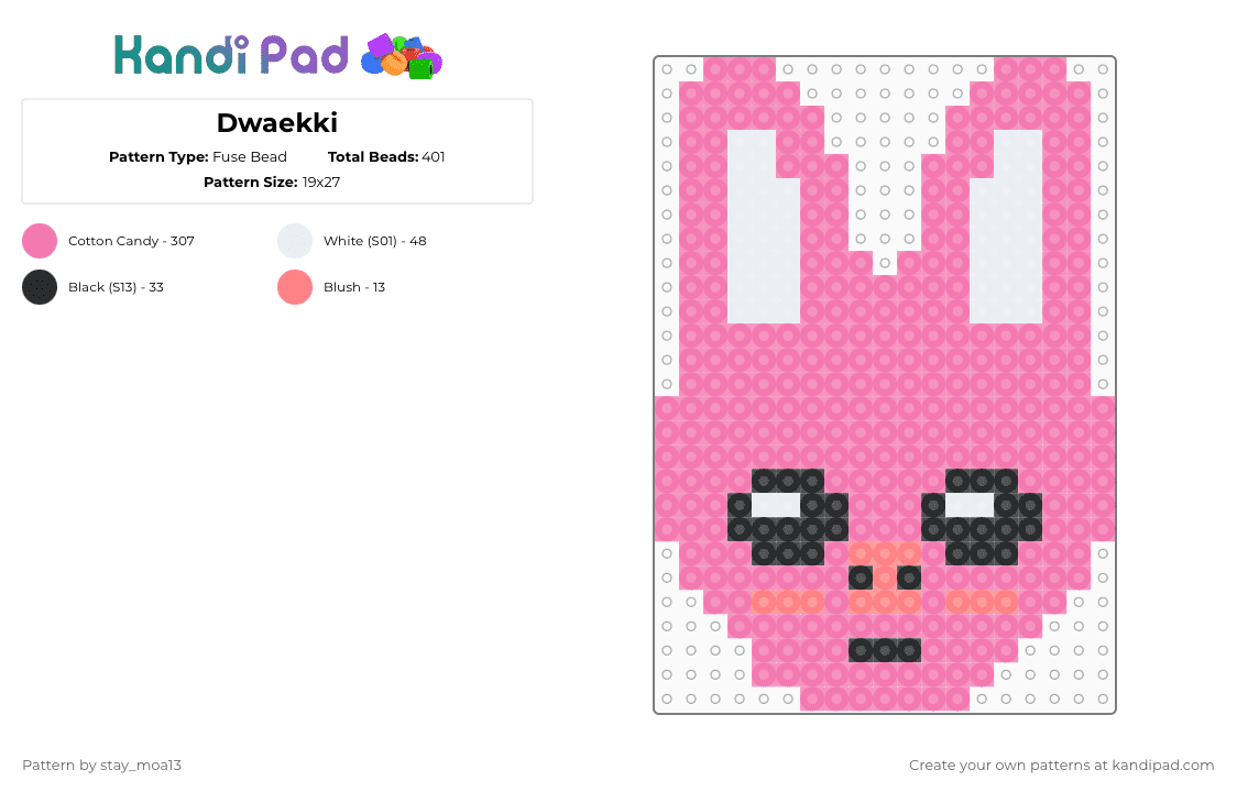 Dwaekki - Fuse Bead Pattern by dorian_stay13 on Kandi Pad - pink,dwaekki,changbin,skz,skzoo,stray kids,stay,kpop,kpop stan