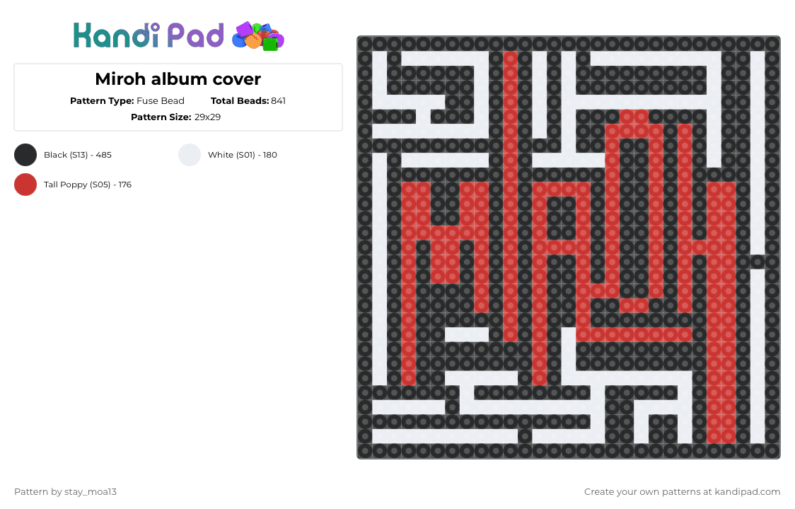 Miroh album cover - Fuse Bead Pattern by dorian_stay13 on Kandi Pad - white,red,stray kids,skz,miroh,kpop,stay,skz album,kpop stan