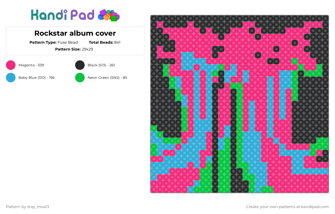 Rockstar album cover - Fuse Bead Pattern by dorian_stay13 on Kandi Pad - pink,skz,stray kids,rockstar,kpop,stay,kpop stan,kpop album,album cover