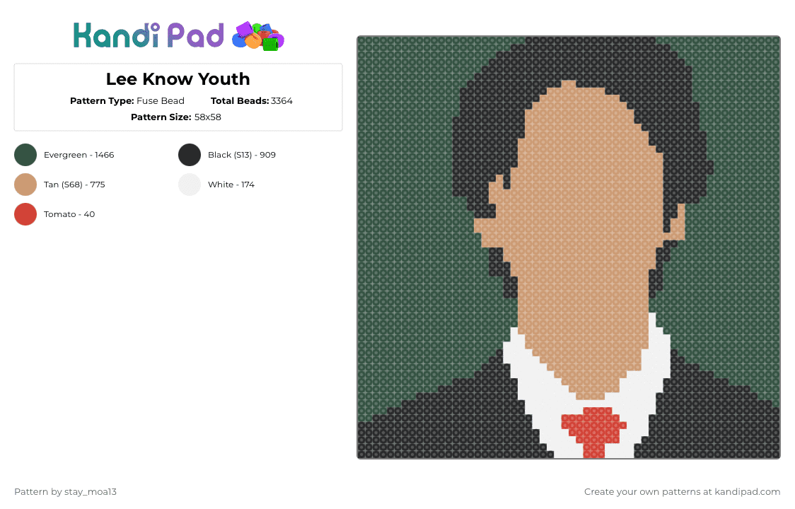 Lee Know Youth - Fuse Bead Pattern by dorian_stay13 on Kandi Pad - gray,beige,lee know,youth,skz,stray kids,stray kids solo,hop,hop solo