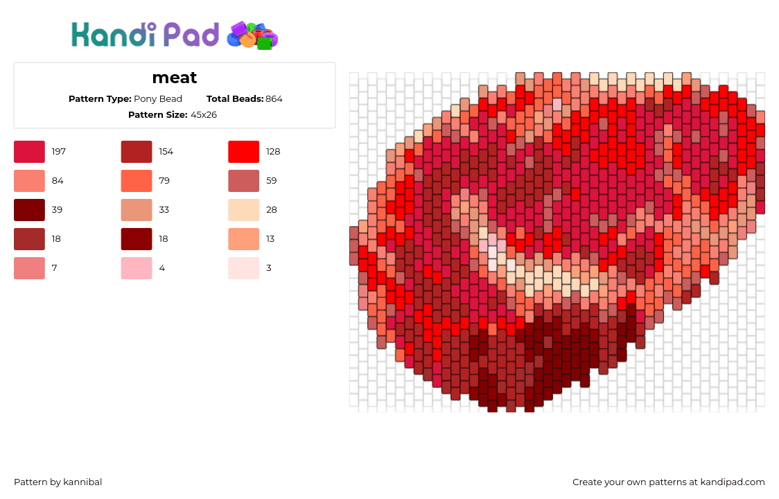 meat - Pony Bead Pattern by kannibal on Kandi Pad - steak,meat,food,porkchop,raw,red