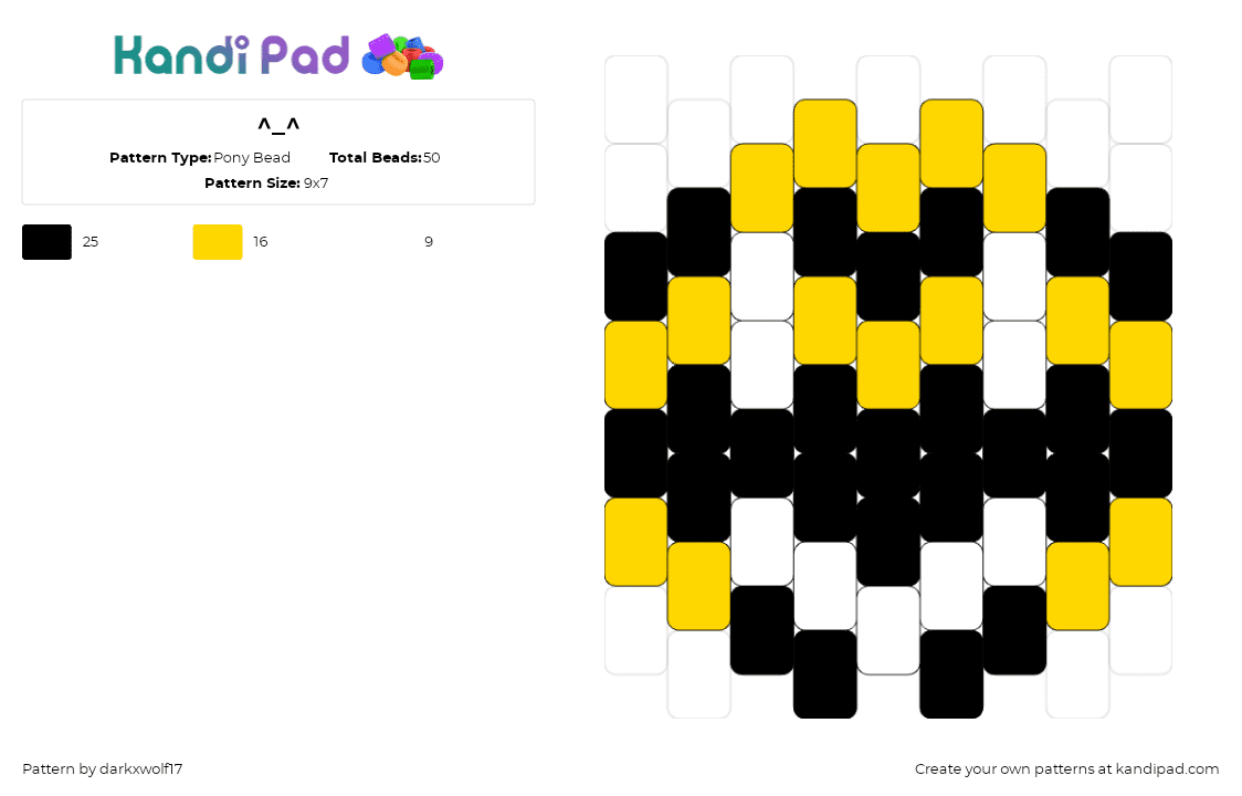 ^_^ - Pony Bead Pattern by darkxwolf17 on Kandi Pad - smiley,bumble bee,emoji,black,yellow