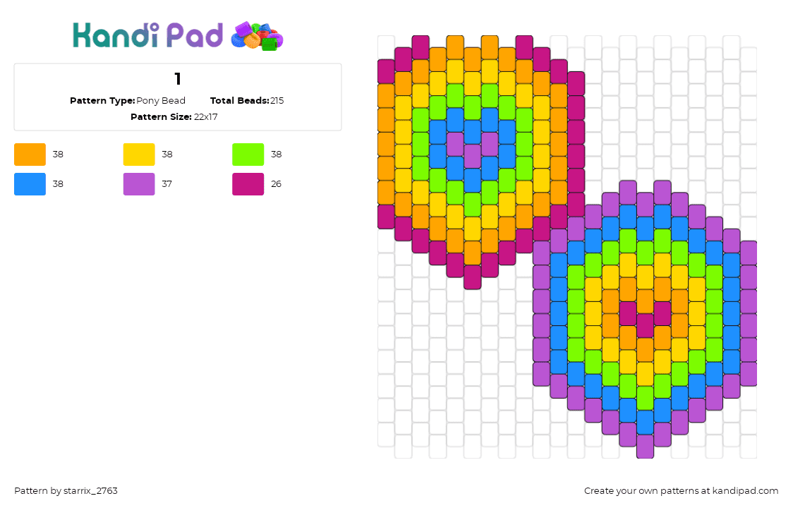 1 - Pony Bead Pattern by starrix_2763 on Kandi Pad - neon,colorful,trippy,hearts,coasters,bright,purple,orange,blue,green