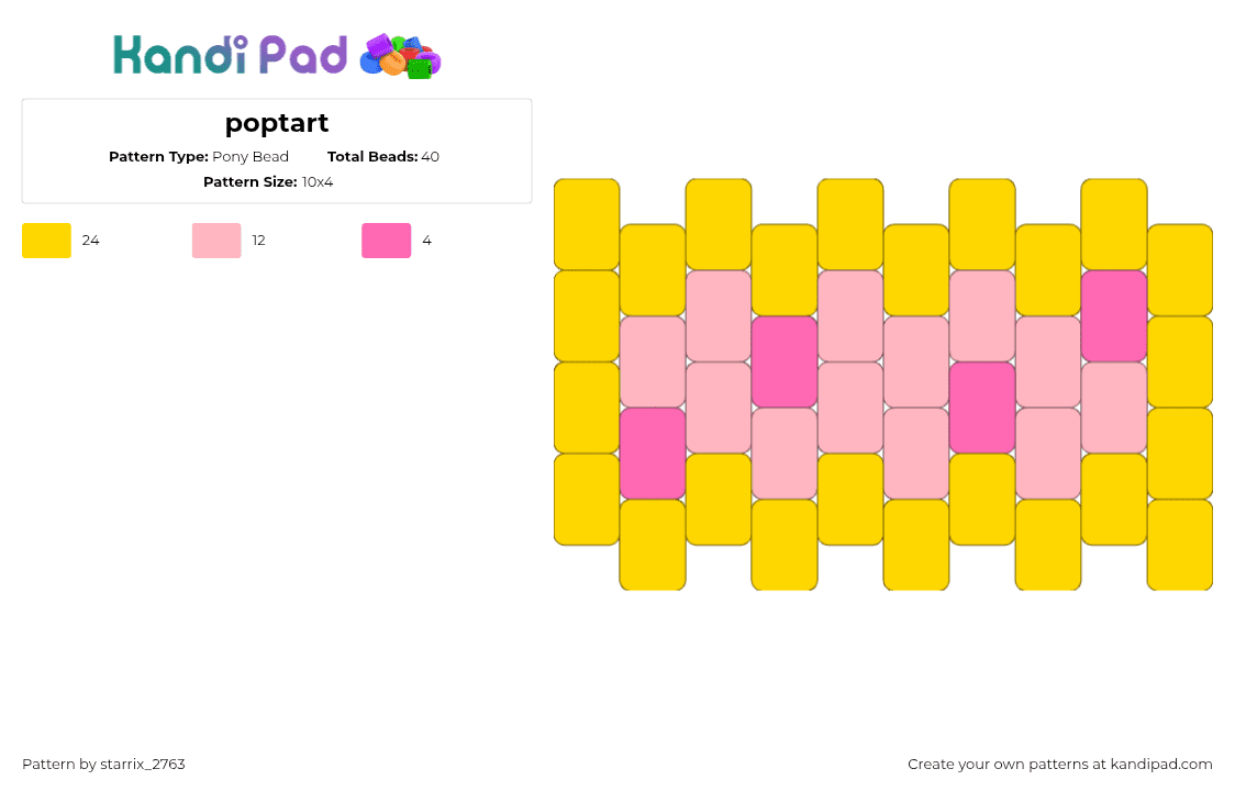 poptart - Pony Bead Pattern by starrix_2763 on Kandi Pad - 