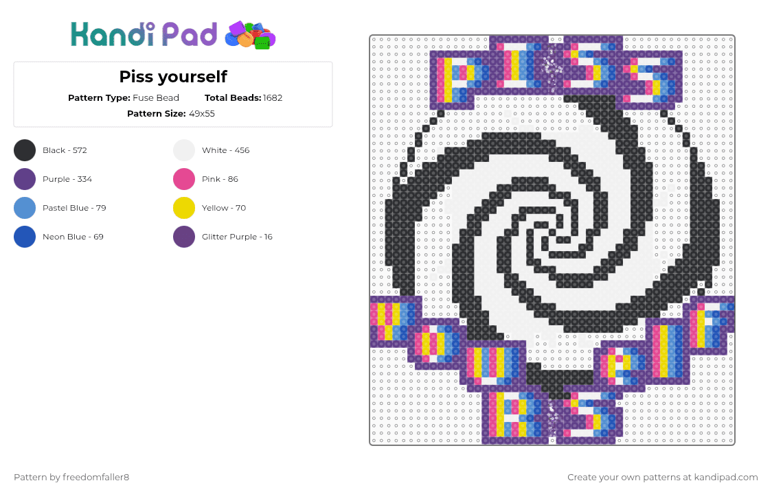 Piss yourself - Fuse Bead Pattern by freedomfaller8 on Kandi Pad - purple