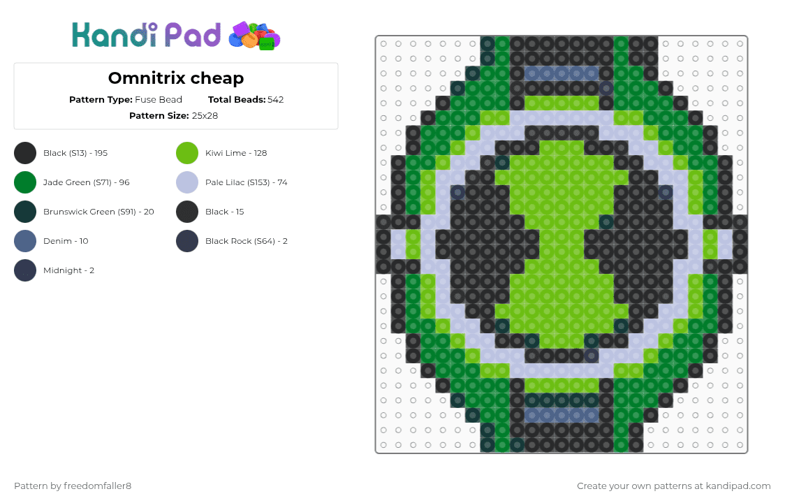 Omnitrix cheap - Fuse Bead Pattern by freedomfaller8 on Kandi Pad - omnitrix,ben 10,watch,toy,green,pink