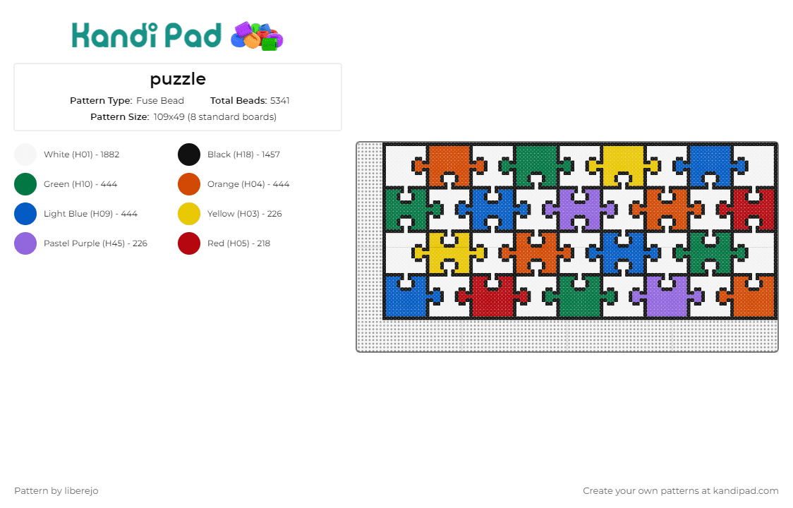 puzzle - Fuse Bead Pattern by liberejo on Kandi Pad - colorful,geometric