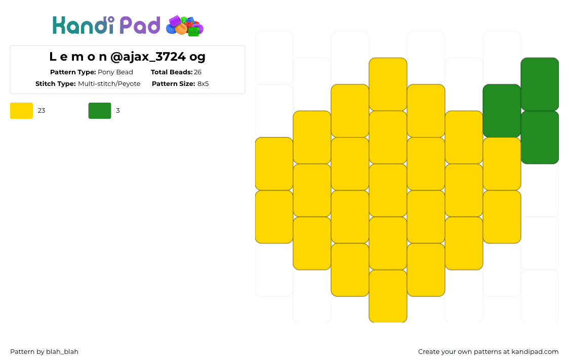 L e m o n @ajax_3724 og - Pony Bead Pattern by blah_blah on Kandi Pad - yellow