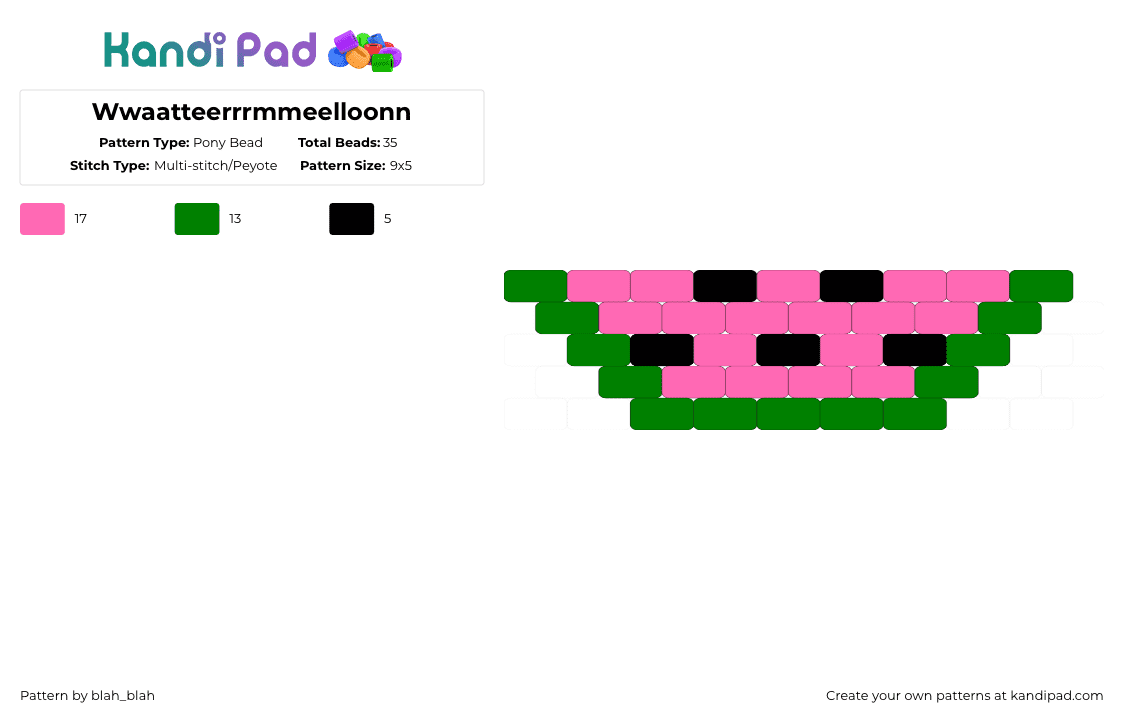 Wwaatteerrrmmeelloonn - Pony Bead Pattern by blah_blah on Kandi Pad - green,pink