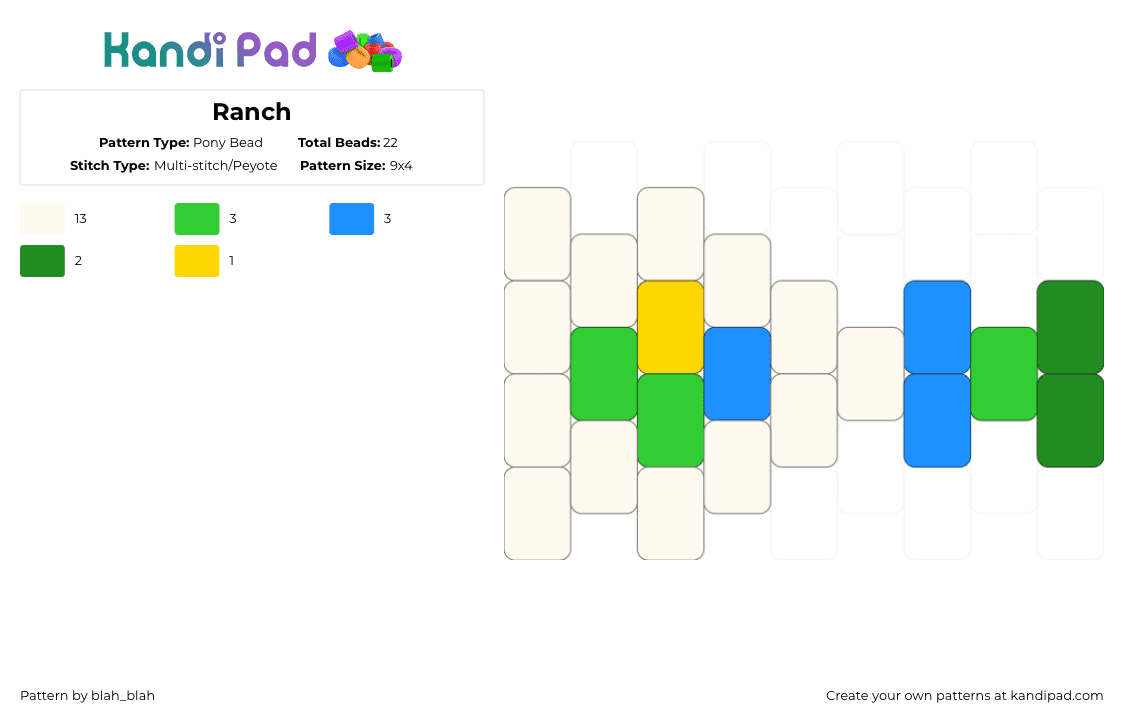Ranch - Pony Bead Pattern by blah_blah on Kandi Pad - white,green,light blue