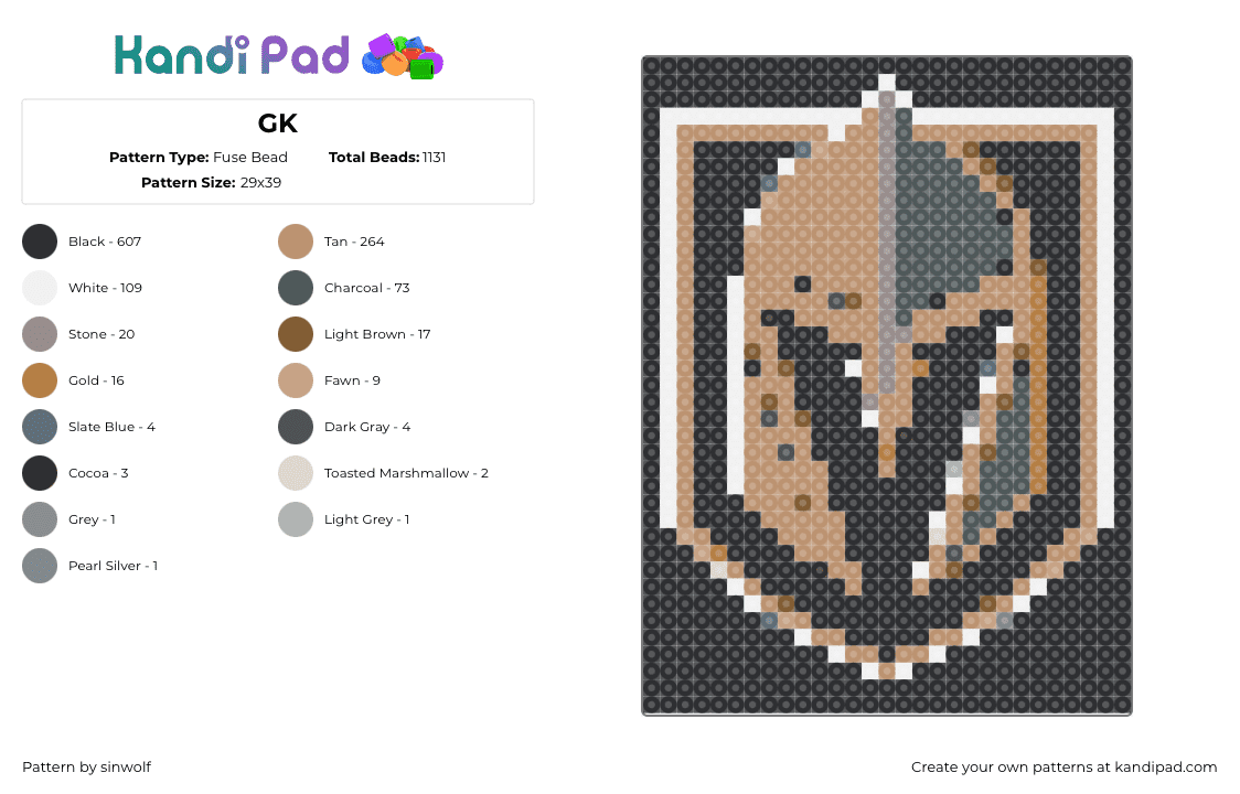 GK - Fuse Bead Pattern by sinwolf on Kandi Pad - golden knights,logo,las vegas,armor,helmet,hockey,team,sports,tan,brown,black