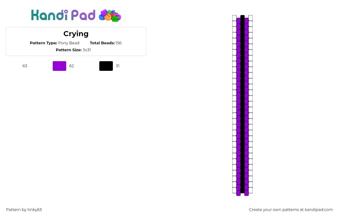 Crying - Pony Bead Pattern by tinky63 on Kandi Pad - strap,vertical,stripes,purple