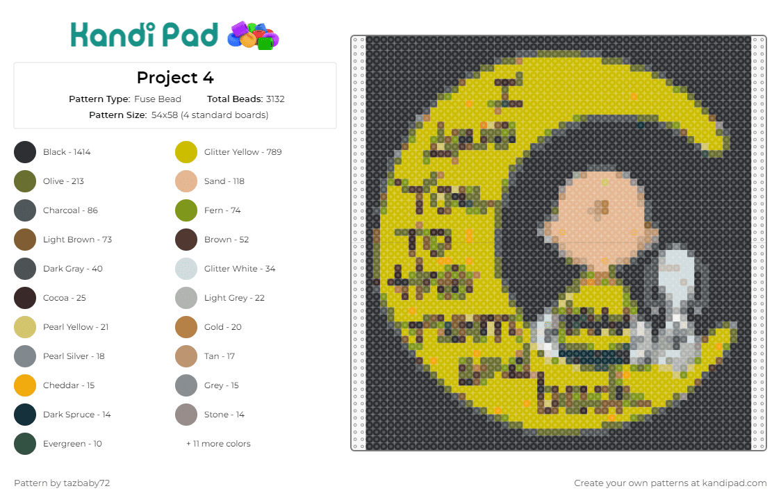 Project 4 - Fuse Bead Pattern by tazbaby72 on Kandi Pad - charlie brown,peanuts,comic,moon,quote