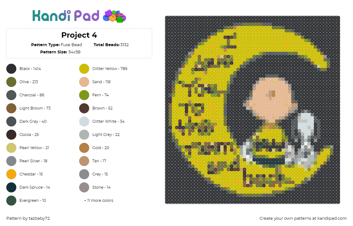 Project 4 - Fuse Bead Pattern by tazbaby72 on Kandi Pad - charlie brown,peanuts,comic,moon,quote