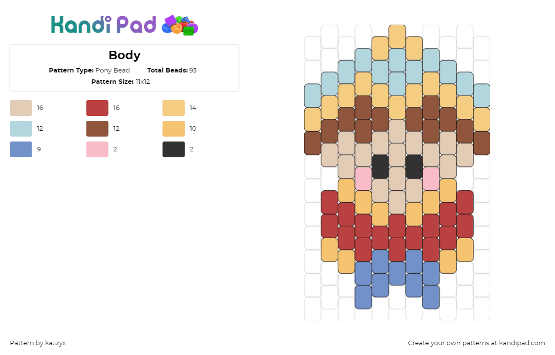 Body - Pony Bead Pattern by kazzyx on Kandi Pad - stan marsh,south park,character,tv show,chibi,animation,tan,orange