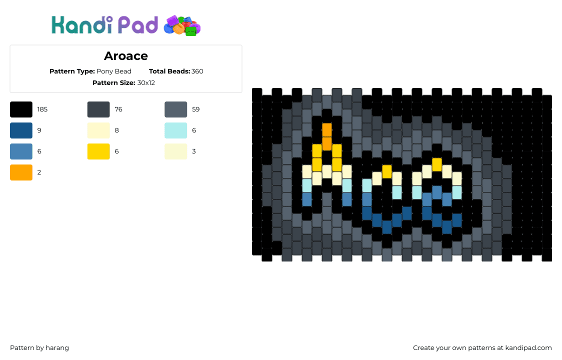 Aroace - Pony Bead Pattern by harang on Kandi Pad - aroace,price,text,dark,black,gray,blue