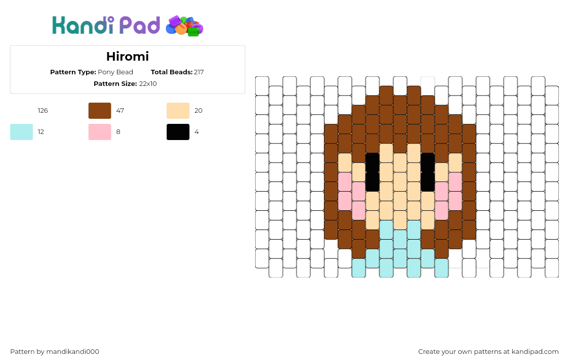 Hiromi - Pony Bead Pattern by mandikandi000 on Kandi Pad - hiromi,ghibli,the cat returns,character,chibi,movie,white,tan,brown