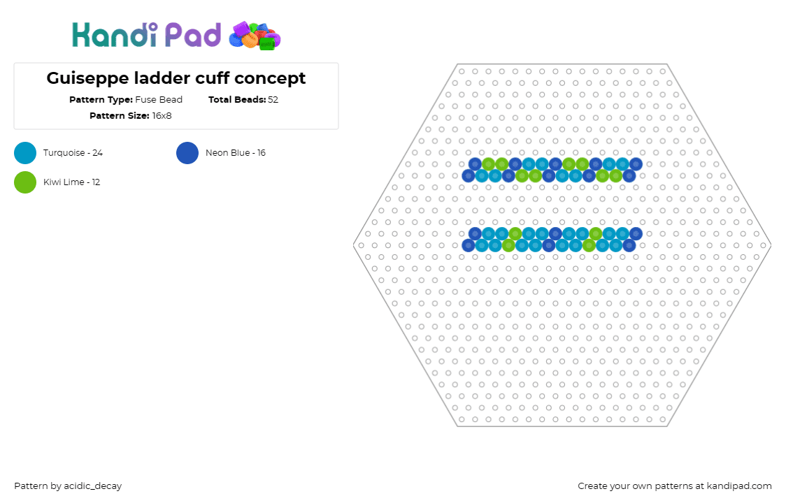 Guiseppe ladder cuff concept - Fuse Bead Pattern by acidic_decay on Kandi Pad - ladder cuff,hexagon