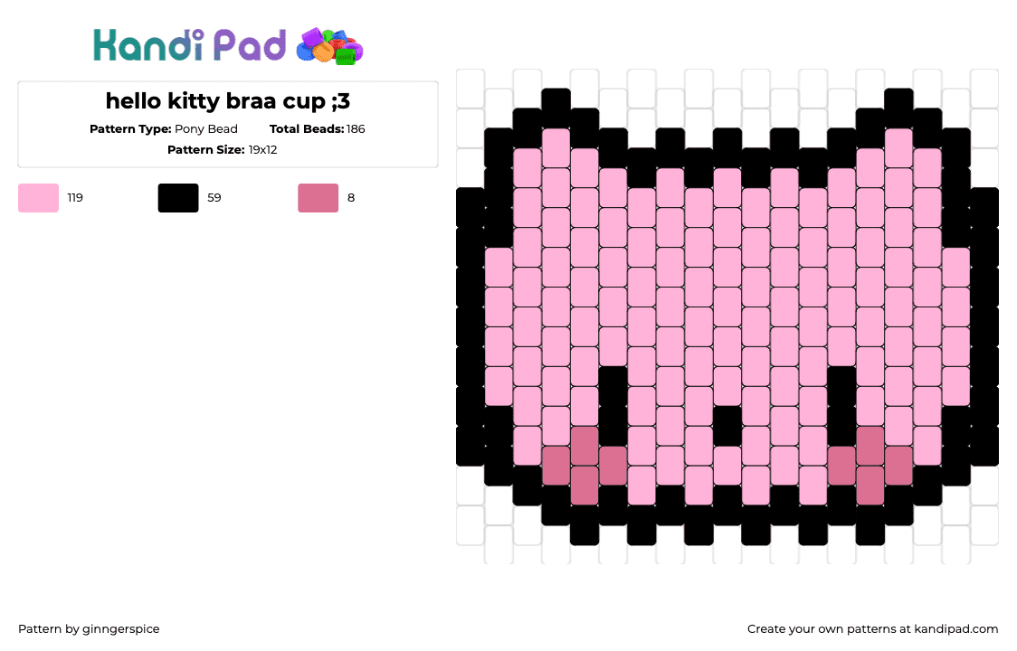 hello kitty braa cup ;3 - Pony Bead Pattern by ginngerspice on Kandi Pad - hello kitty,bra,bikini,clothing,sanrio,character,head,pink