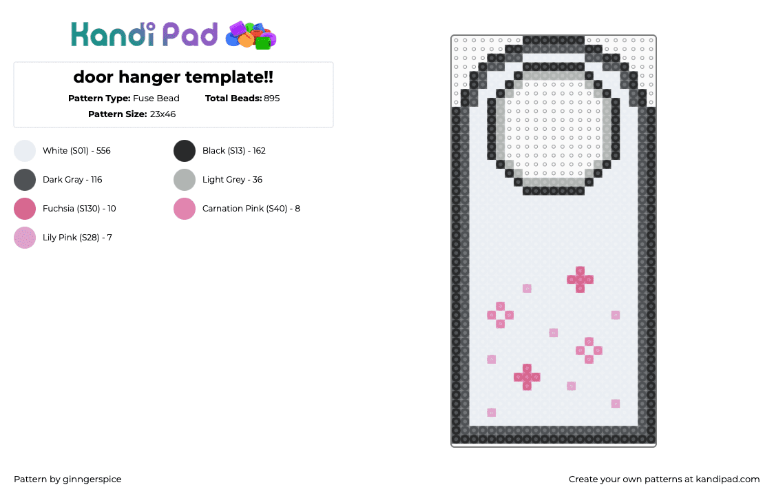 door hanger template!! - Fuse Bead Pattern by dedgrrl on Kandi Pad - white,gray