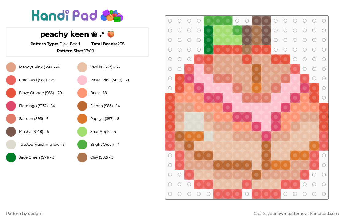 peachy keen ❀ ˖° 🍑 - Fuse Bead Pattern by dedgrrl on Kandi Pad - red,beige,peach,butt,booty,summer,kawaii,fruit,panties