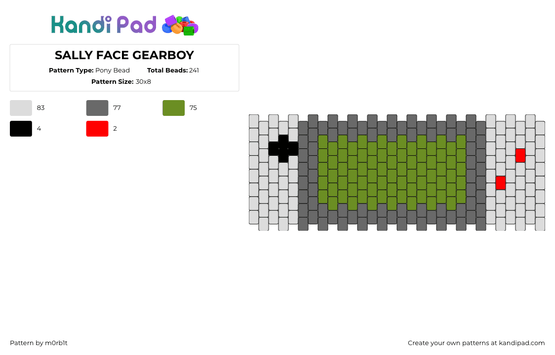 SALLY FACE GEARBOY Pony Bead Pattern - Kandi Pad | Kandi Patterns, Fuse ...